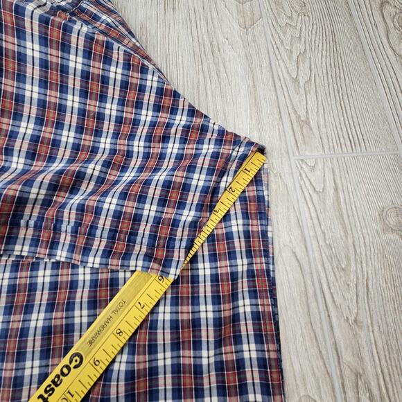 Eddie Bauer Shirt Mens Large Blue Red Plaid Button Up Short Sleeve Outdoor - Picture 3 of 8